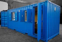 blue portable office windows door