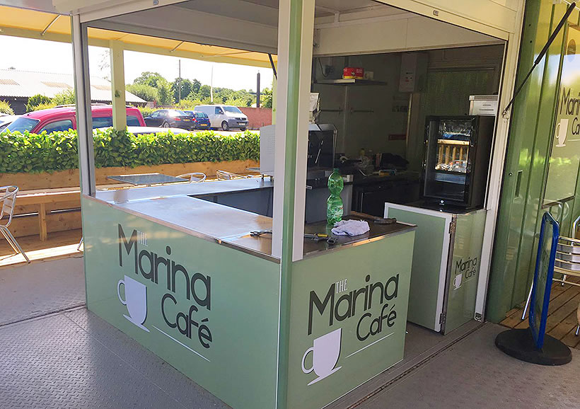 marina cafe serving counter entrance