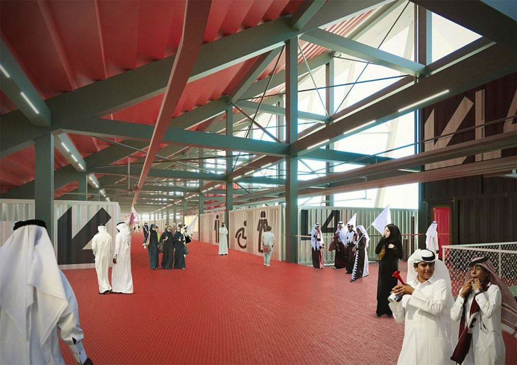 Mobile Football Stadium built using Recycled Shipping Containers