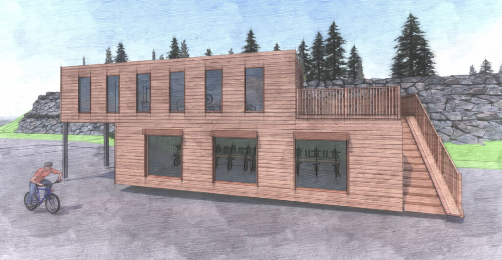 balcony external stairway 2 story shipping container design