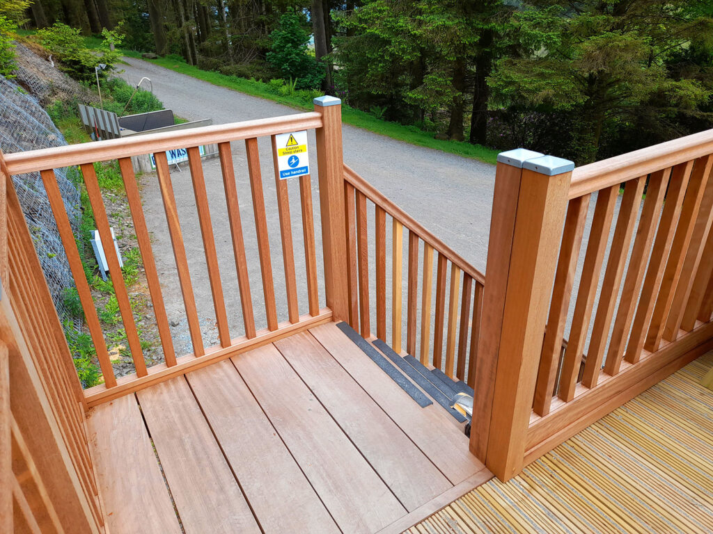 beautiful iroko timber staircase handrails non slip