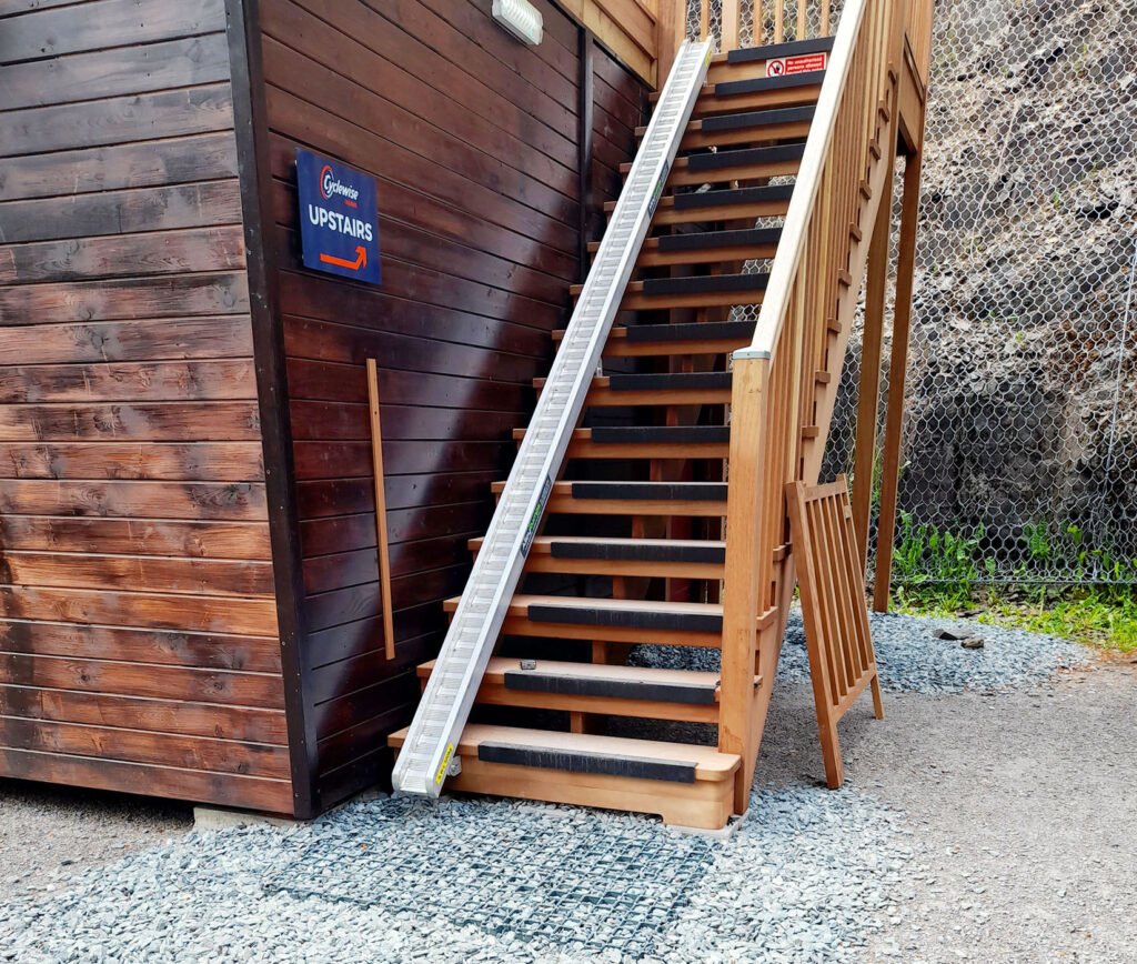 iroko timber frame staricase bike track