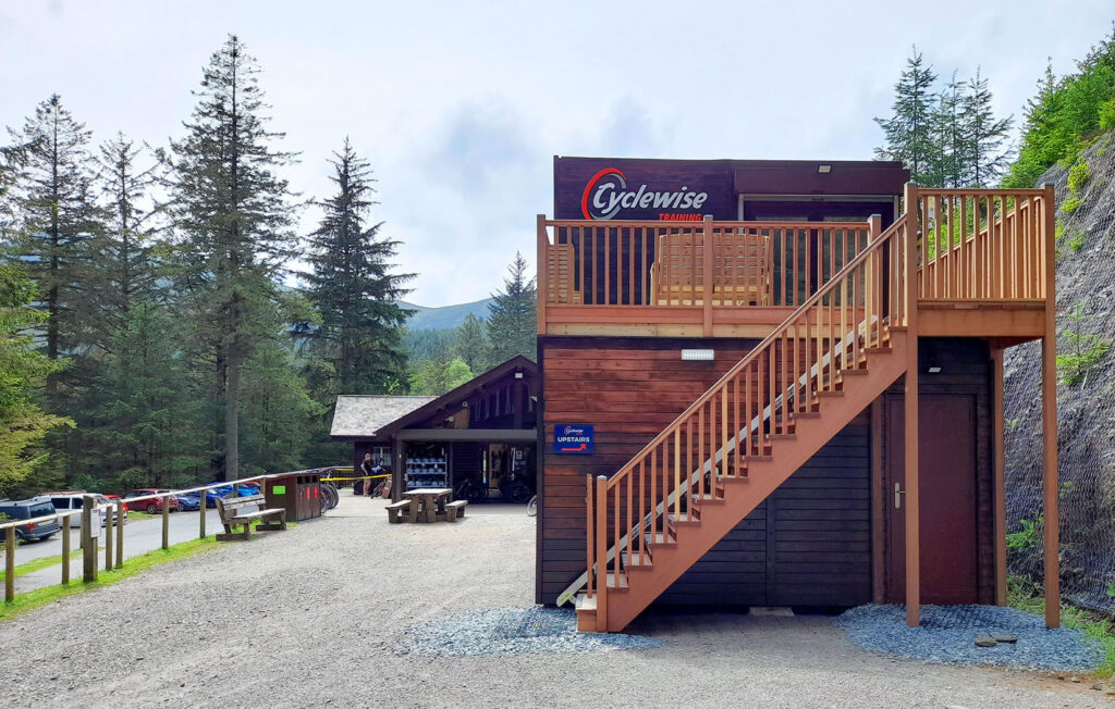 two storey shipping container iroko timber staircase