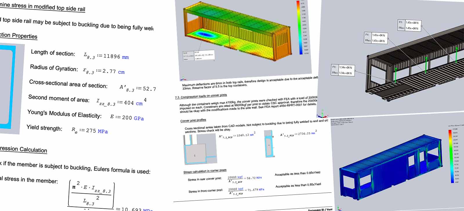 shipping container structural test diagrams calculations