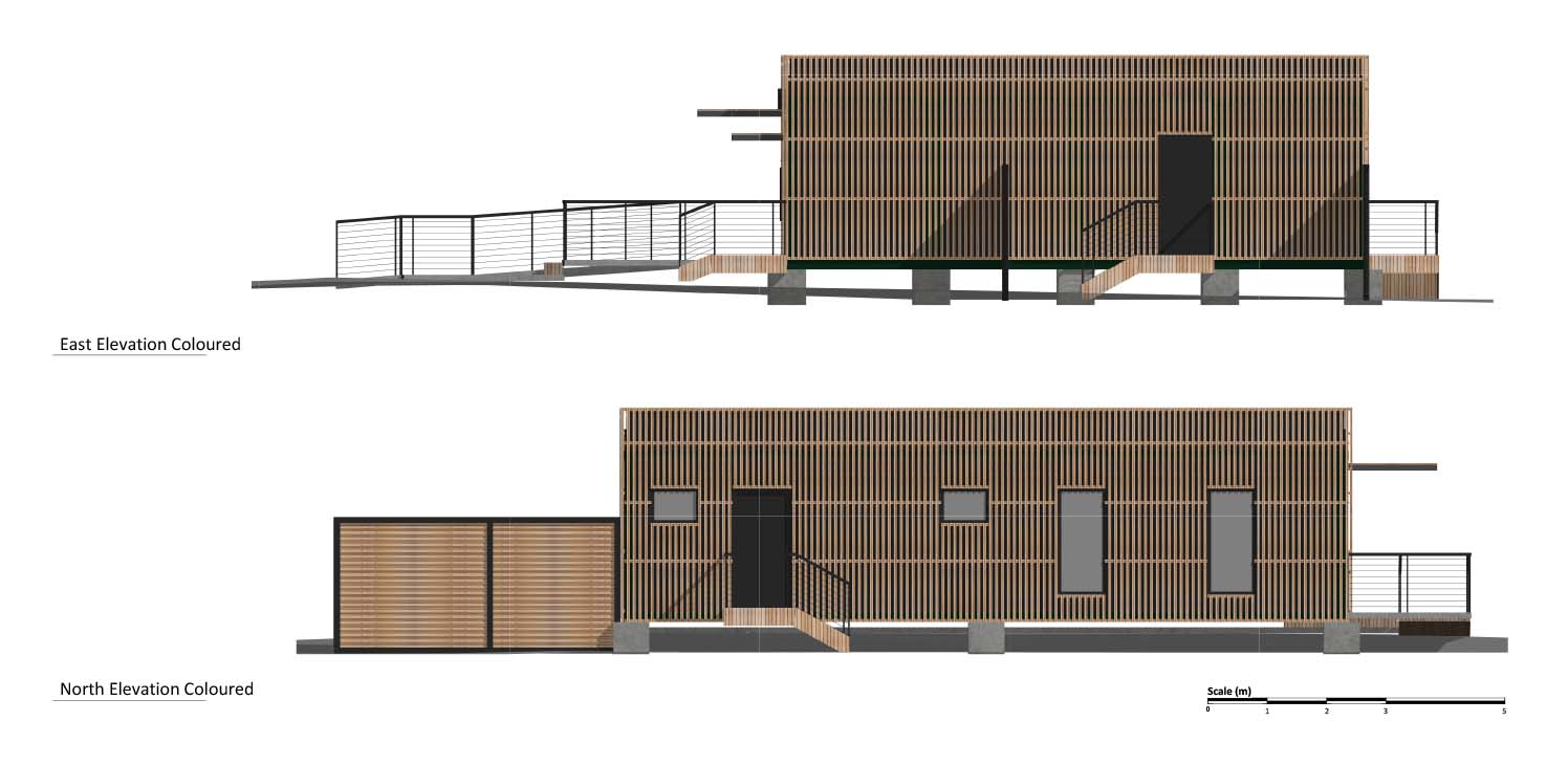 converted shipping container-restaurant east north side elevations
