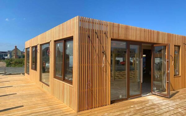 siberian larch cladding shipping container restaurant