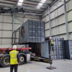 3 unit shipping container assembly crane