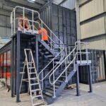 shipping container external staircase assembly