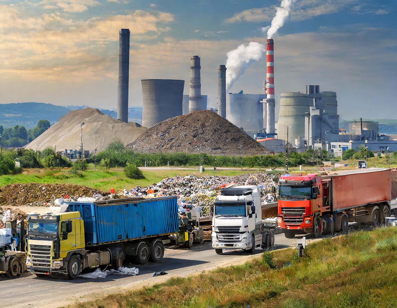 landfill chimneys polution trucks climate change