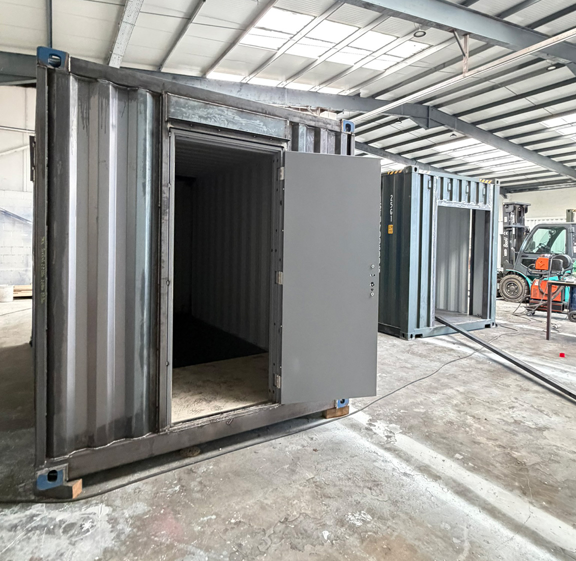 End doors fitted in switch house container