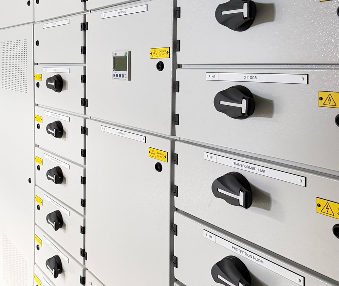 Switch house container switchgear electrics installed