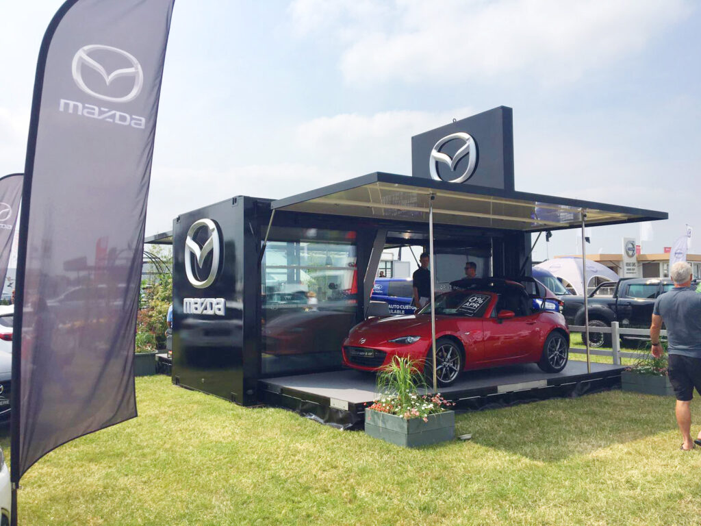 car display stand exhibit container conversion